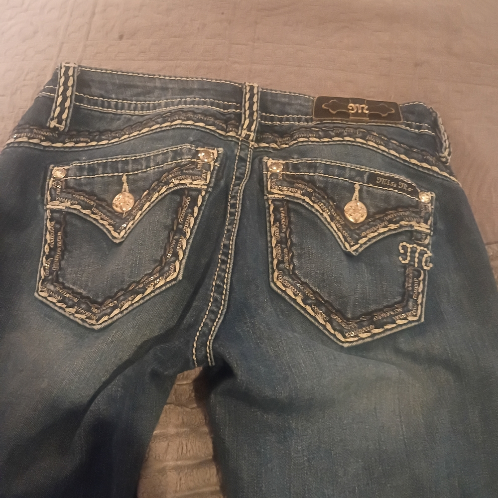 Women's Blue Jeans with Embellished Pockets